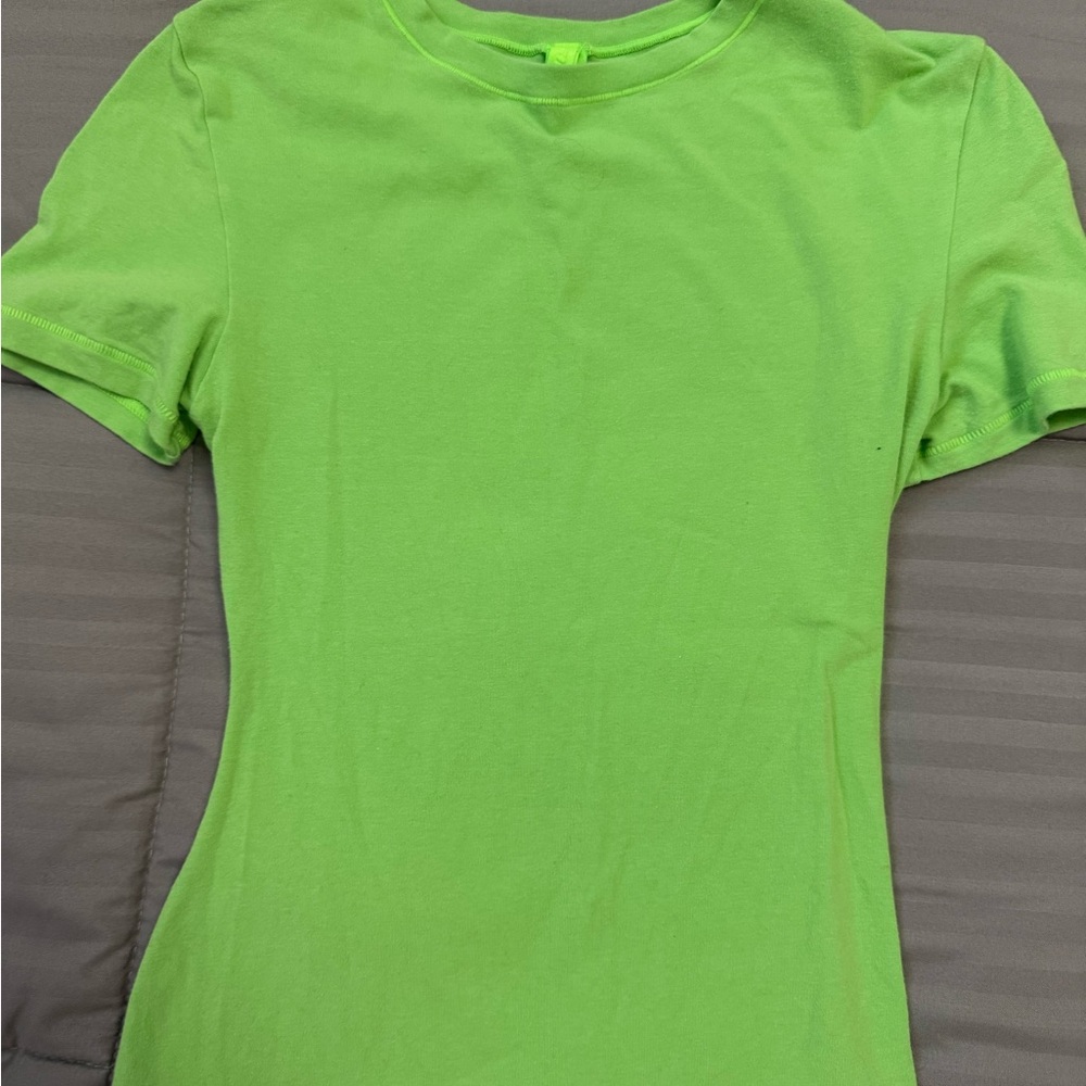 SKIMS Cotton Jersey T-Shirt Neon Green Short Sleeve XS